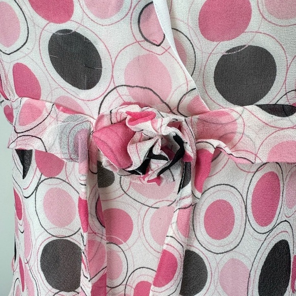 Anne Carson Size Large Babydoll Tank Top Polka Dots 100% Silk Chiffon Sleeveless - Picture 4 of 7